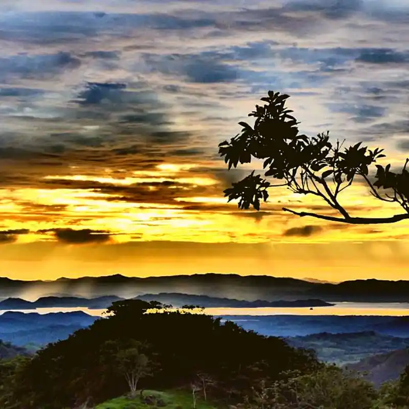 Sunrise over the mountains and forest of northern Costa Rica