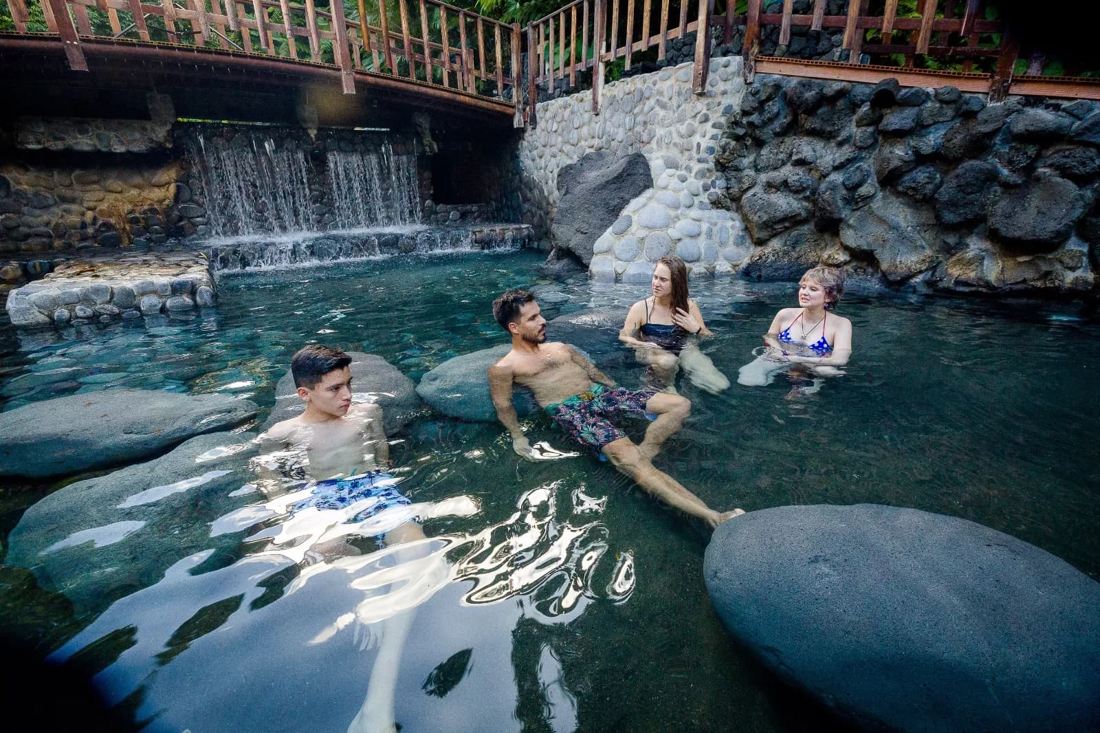 Quiet natural pools at Ecotermales Bathers in the natural pools at Ecotermales