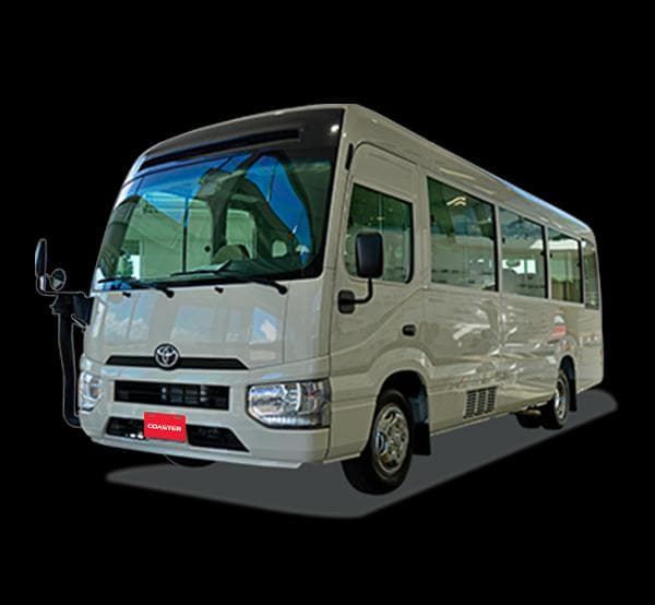 Toyota Coaster minibus for group transfers from Liberia Airport, Costa Rica
